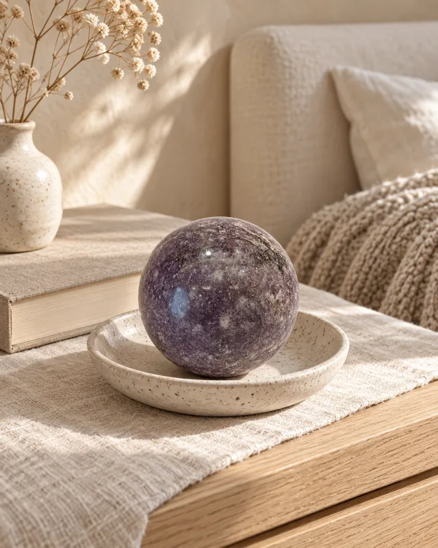 Sfera di Lepidolite - Il cristallo viola della pace