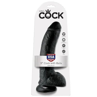 KING COCK - DILDO NERO CON SFERE 22.9 CM