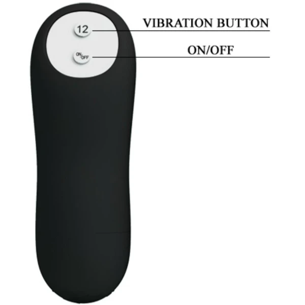 PRETTY LOVE - PLUG ANAL SILICONA FORMA PENE Y 12 MODOS VIBRACIÓN NEGRO