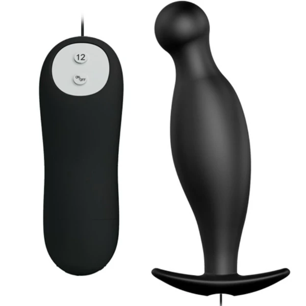 PRETTY LOVE - PLUG ANAL SILICONA 12 MODOS VIBRACIÓN NEGRO