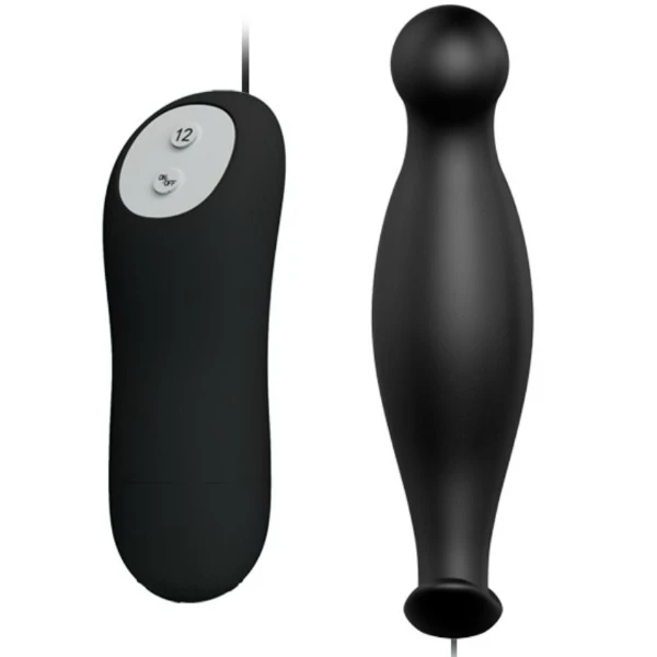 PRETTY LOVE - PLUG ANAL SILICONA 12 MODOS VIBRACIÓN NEGRO