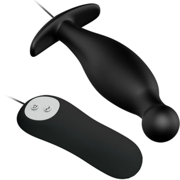 PRETTY LOVE - PLUG ANAL SILICONA 12 MODOS VIBRACIÓN NEGRO