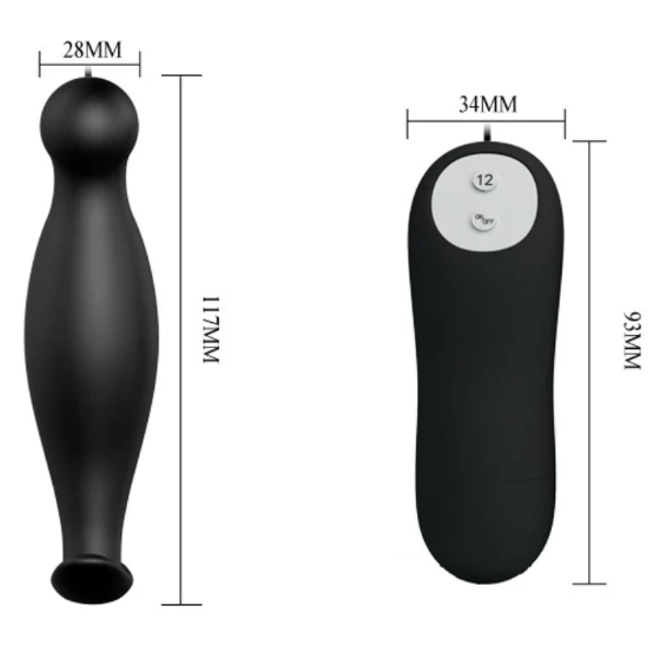 PRETTY LOVE - PLUG ANAL SILICONA 12 MODOS VIBRACIÓN NEGRO
