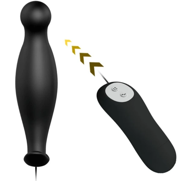 PRETTY LOVE - PLUG ANAL SILICONA 12 MODOS VIBRACIÓN NEGRO