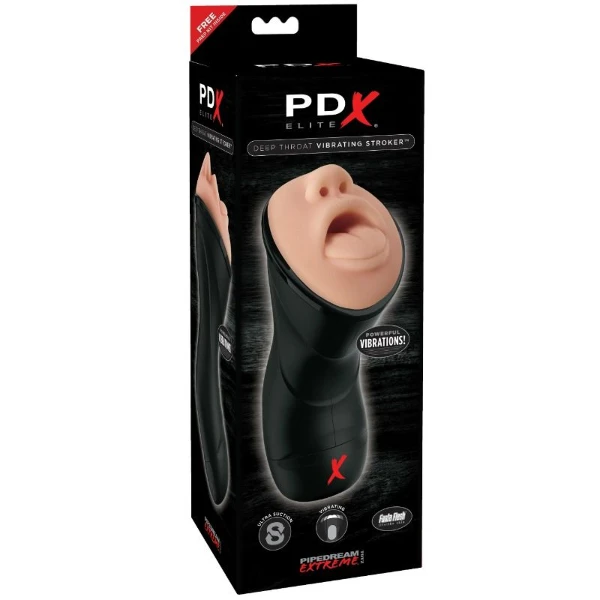 PDX ELITE - STROKER REALÍSTICO GARGANTA PROFUNDA CON VIBRACIÓN