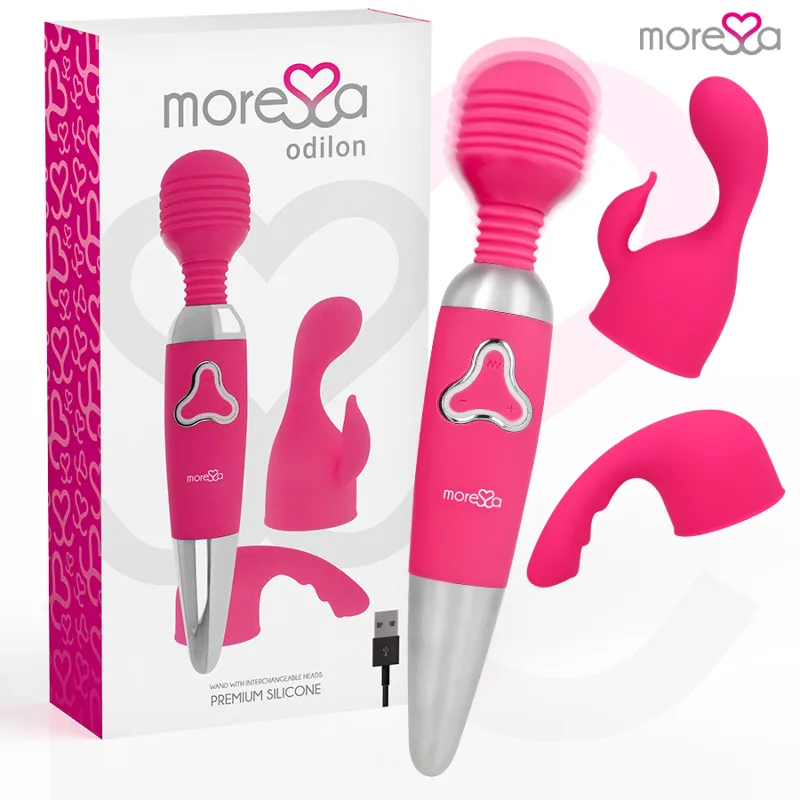 MORESSA - ODILON WAND POTENTE MOTOR MAS DOS CABEZALES PREMIUM SILICONE RECARGABLE