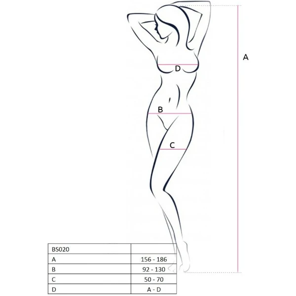 PASSION - WOMAN BS020 BODYSTOCKING NEGRO TALLA ÚNICA