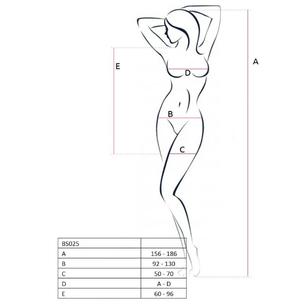 PASSION - WOMAN BS025 BODYSTOCKING ABITO NERO STILE TAGLIA UNICA
