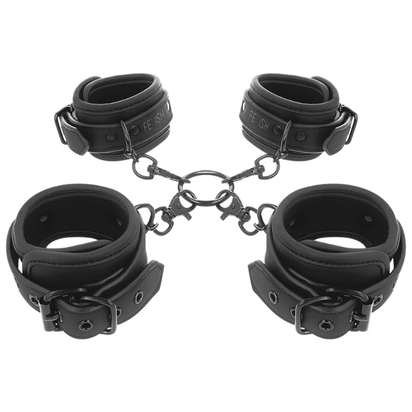 FETISH SUBMISSIVE - SET DI MANETTE PER MANI E CAVIGLIE CON FODERA IN NOPRENE