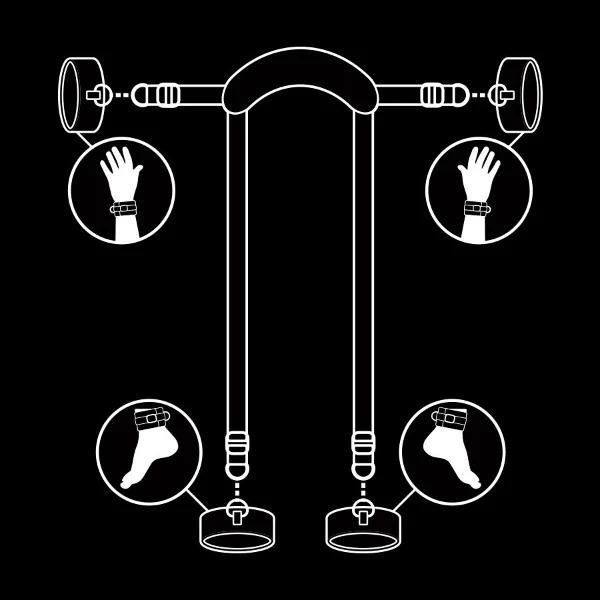FETISH SUBMISSIVE - POSIZIONE MASTER CON 4 MANETTE RIVESTITE IN NOPRENE
