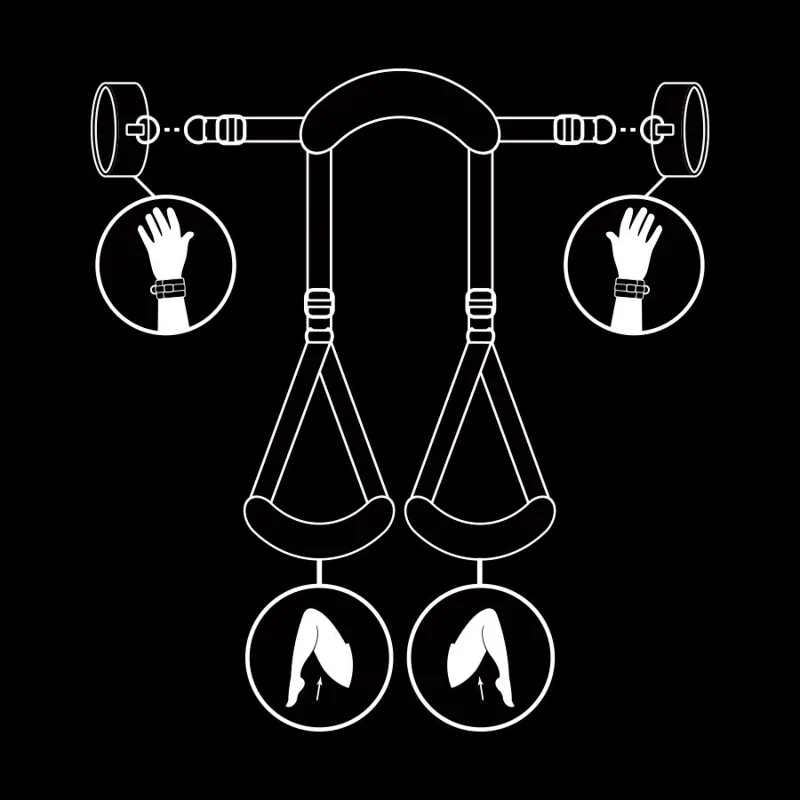 FETISH SUBMISSIVE - POSICIÓN PIERNAS ABIERTAS CON ESPOSAS CON FORRO DE NEOPRENO