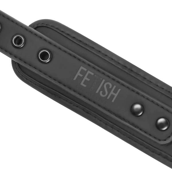 FETISH SUBMISSIVE - COLLANA E MANETTE IN PELLE VEGANA CON FODERA IN NOPRENE