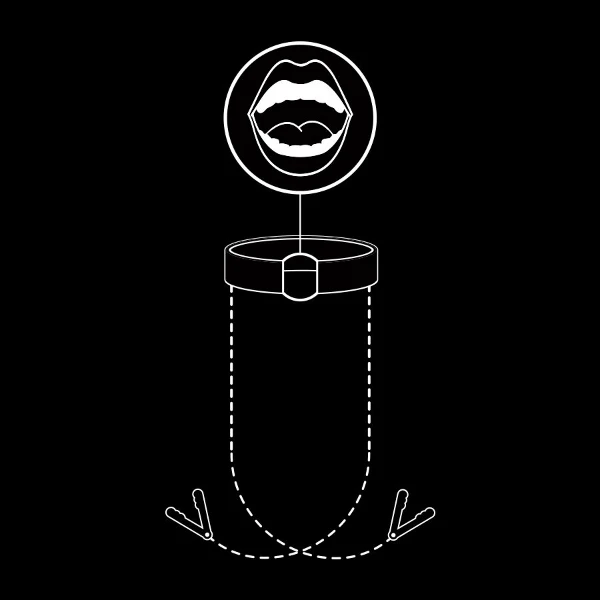 FETISH SUBMISSIVE - ANELLO GAG CON MORSETTI PER CAPEZZOLI