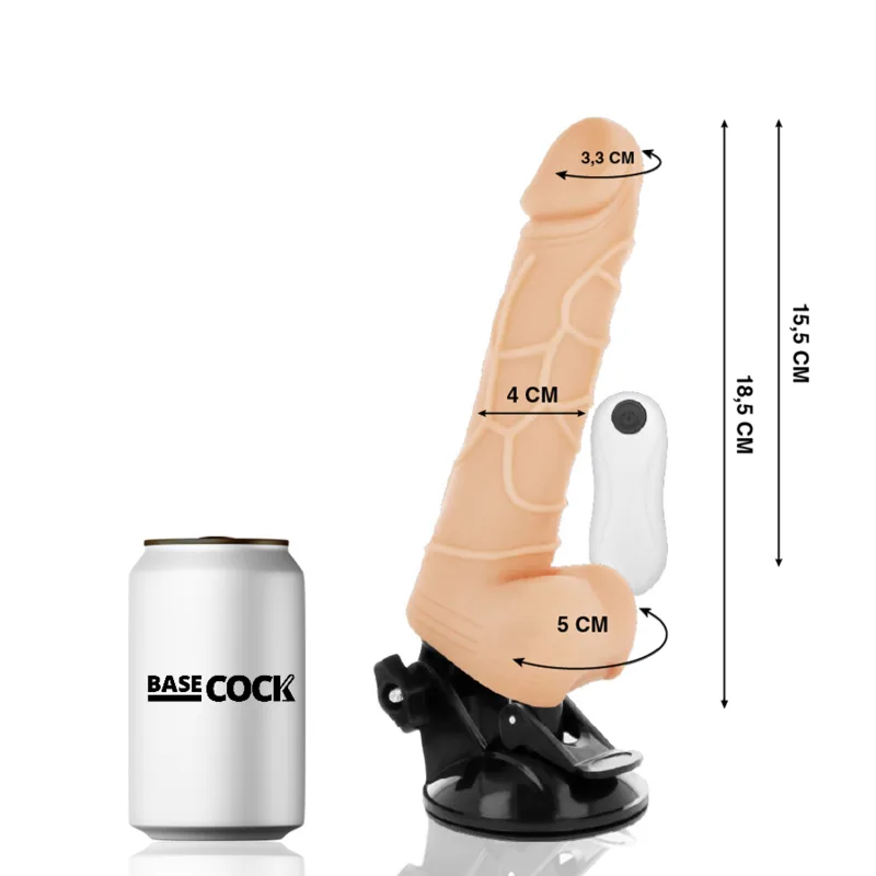 BASECOCK - VIBRADOR REALÍSTICO CONTROL REMOTO NATURAL 18.5 CM -O- 4CM