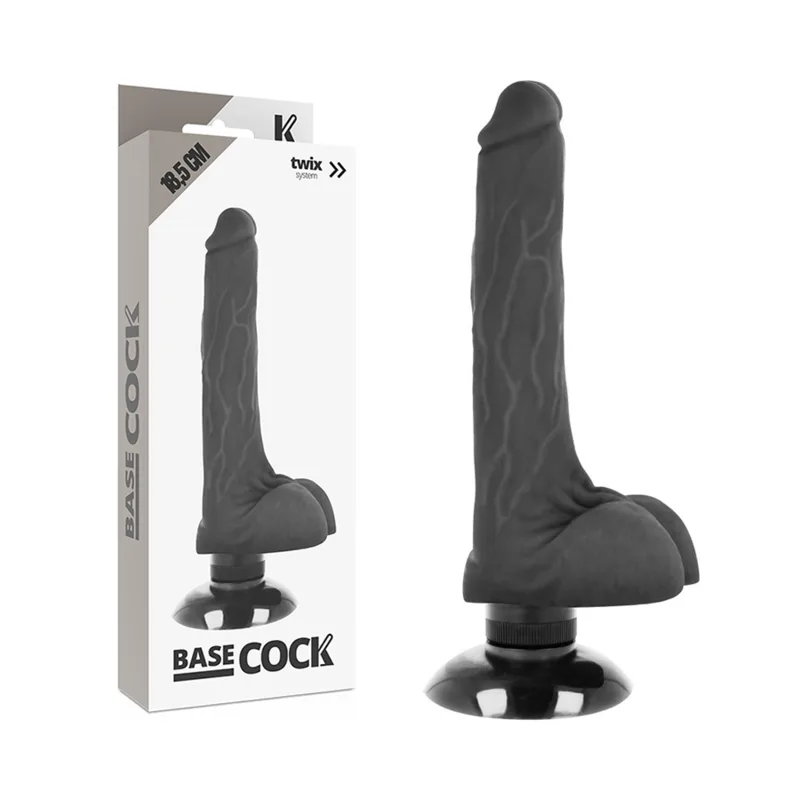 BASECOCK - VIBRADOR REALÍSTICO 2-1 NEGRO 18.5 CM -O- 4 CM