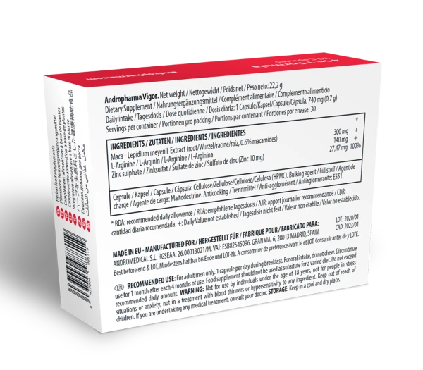 ANDROPHARMA VIGOR - INTEGRATORE PER IL POTENZIAMENTO DELLA LIBIDO
