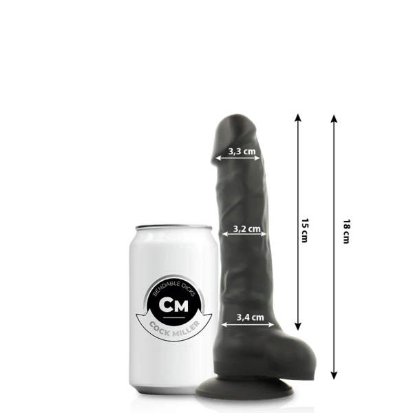 COCK MILLER - DILDO REALISTICO IN SILICONE DENSITÀ ARTICOLABILE NERO 18 CM