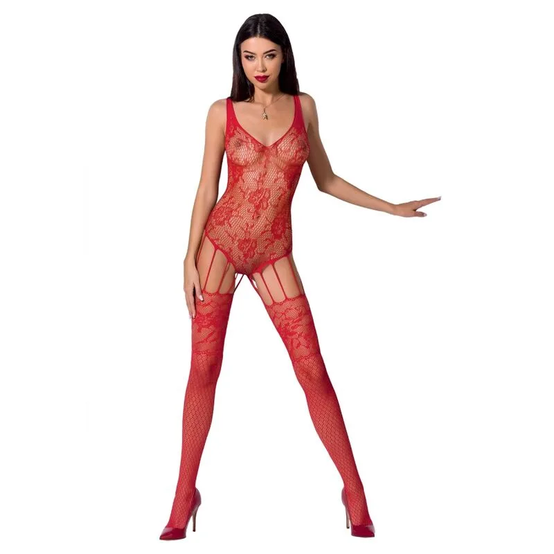 PASSION - WOMAN BS074 BODYSTOCKING TALLA ÚNICA ROJO