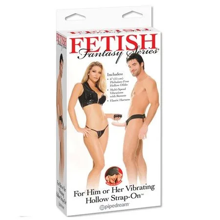 FETISH FANTASY SERIES - ARNÉS HUECO VIBRADOR PARA EL Y ELLA NATURAL 14CM