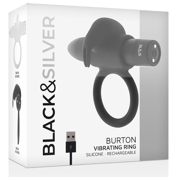 BLACK&SILVER - BURTON ANILLO 10 MODOS VIBRACIÓN NEGRO