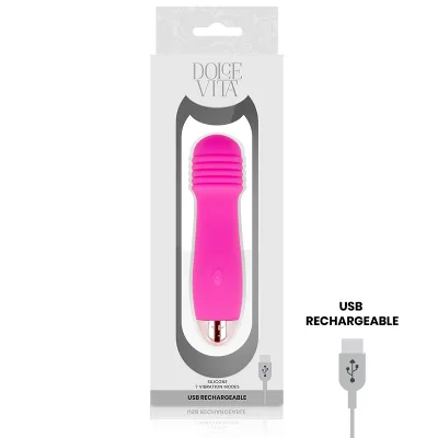 DOLCE VITA - VIBRATORE RICARICABILE TRE ROSA 7 VELOCITÀ