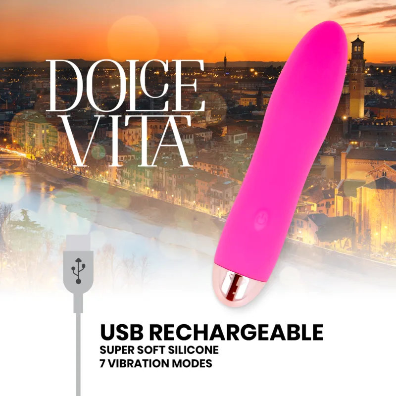 DOLCE VITA - VIBRATORE RICARICABILE QUATTRO ROSA 7 VELOCITÀ