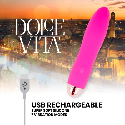 DOLCE VITA - VIBRATORE RICARICABILE QUATTRO ROSA 7 VELOCITÀ