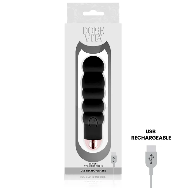 DOLCE VITA - VIBRATORE RICARICABILE SEI NERO 7 VELOCITÀ