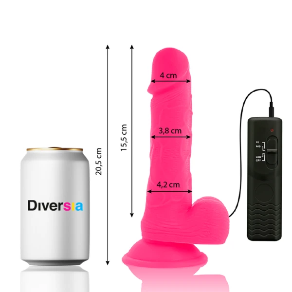 DIVERSIA - DILDO VIBRANTE FLESSIBILE ROSA 20.5 CM -O- 4.2 CM
