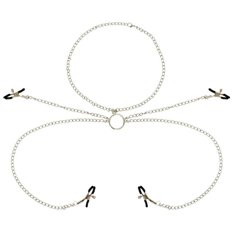 OHMAMA FETISH - 4 PINZAS PEZONES CON COLLAR DE CADENAS