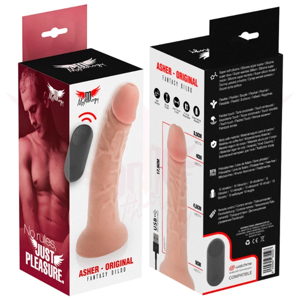 MYTHOLOGY - DILDO ORIGINALE ASHER M - VIBRATORE + CONTROLLO CON TECNOLOGIA WIRELESS WATCHME