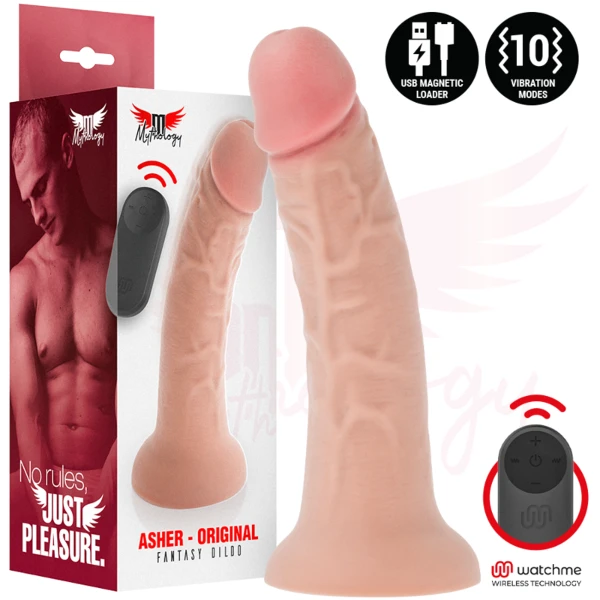 MYTHOLOGY - DILDO ORIGINALE ASHER M - VIBRATORE + CONTROLLO CON TECNOLOGIA WIRELESS WATCHME