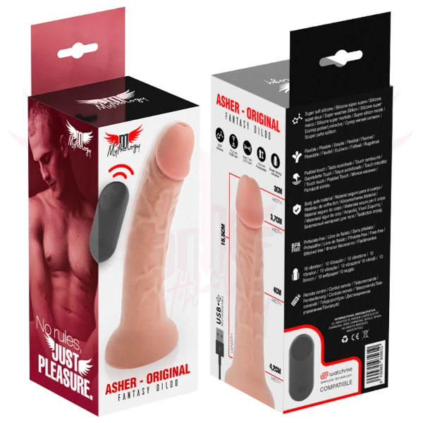 MYTHOLOGY - DILDO ORIGINALE ASHER S - VIBRATORE + CONTROLLO CON TECNOLOGIA WIRELESS WATCHME