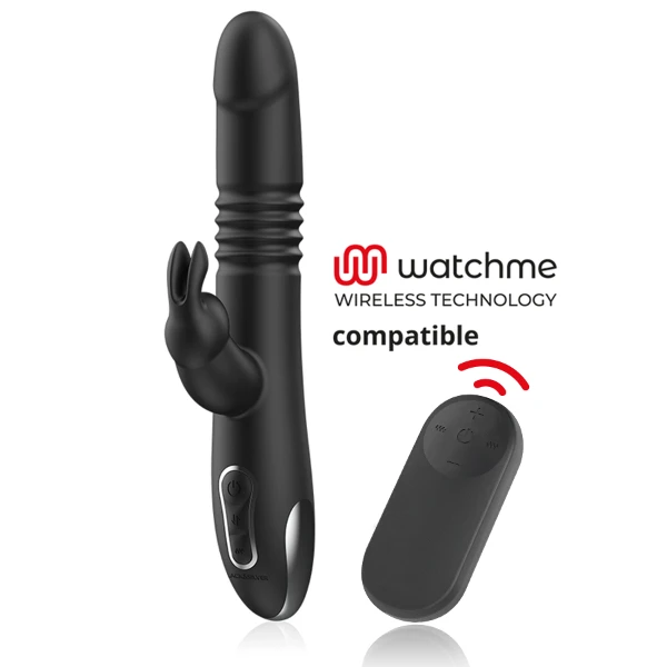 BLACK&SILVER - KENJI VIBRATORE RABBIT UP & DOWN + TELECOMANDO WATCHME