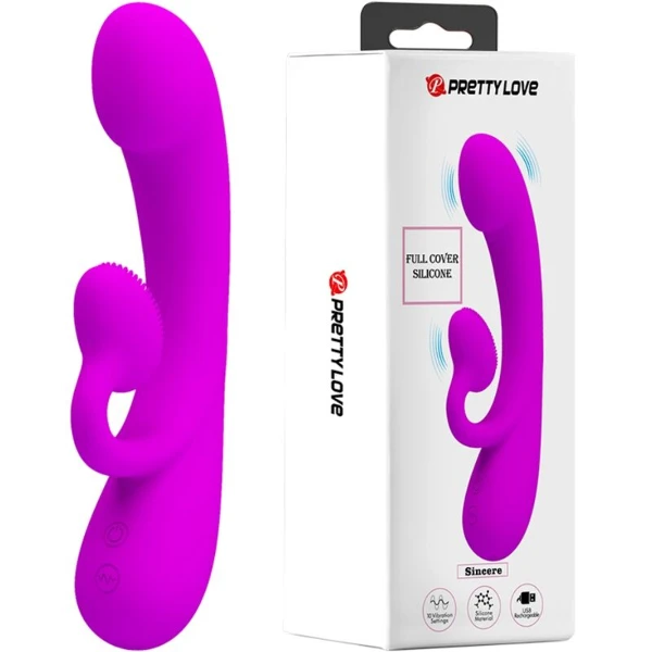 PRETTY LOVE - SINCERO VIBRATORE CLITORIDEO IN SILICONE E SUCCHIATORE VIOLA