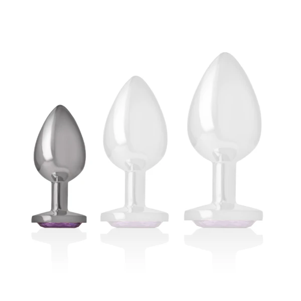INTENSE - PLUG ANALE IN METALLO ALLUMINIO CON CRISTALLO VIOLA MISURA S