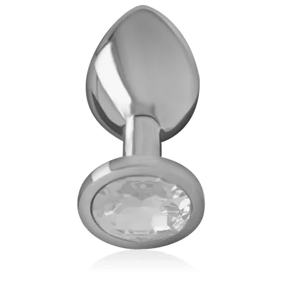 INTENSE - PLUG ANALE IN METALLO ALLUMINIO CON CRISTALLO ARGENTO MISURA S