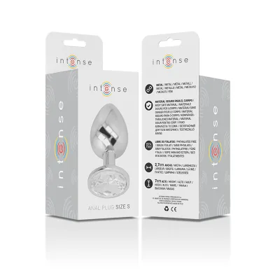 INTENSE - PLUG ANALE IN METALLO ALLUMINIO CON CRISTALLO ARGENTO MISURA S