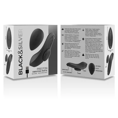 BLACK&SILVER - PANTALONE VIBRATORE IN SILICONE RICARICABILE PRESTON NERO