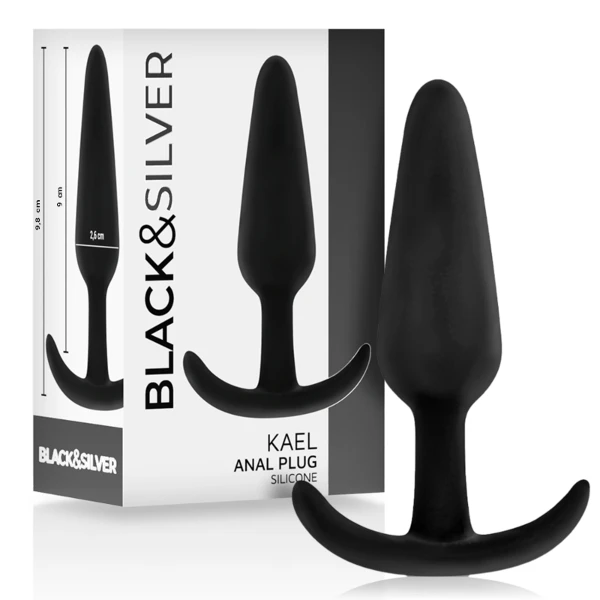 BLACK&SILVER - PLUG ANALE IN SILICONE KAEL CON MANICO MEDIO
