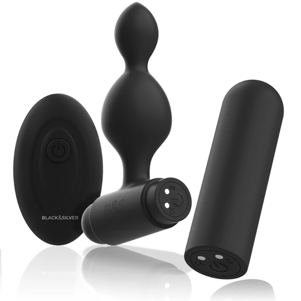 BLACK&SILVER - TELECOMANDO TELECOMANDO CON PLUG ANALE IN SILICONE PICCOLO TUCKER