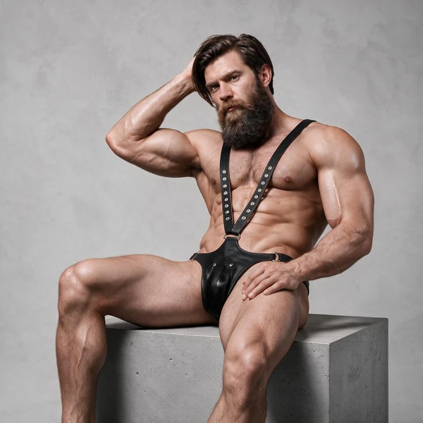 FETISH SUBMISSIVE ATTITUDE - IMBRACATURA IN ECOPELLE A FORMA DI V PER UOMO