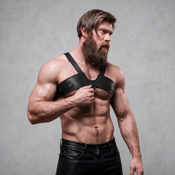 FETISH SUBMISSIVE ATTITUDE - IMBRACATURA PER IL PETTO IN ECOPELLE DELLA BRIGATA UOMO