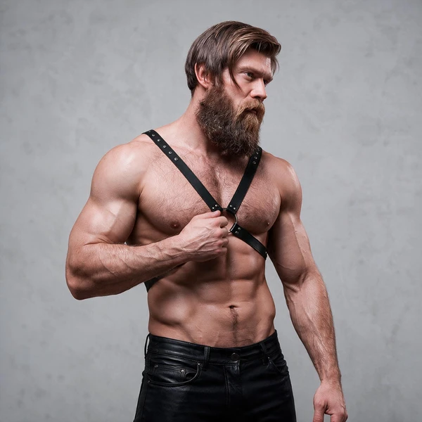 FETISH SUBMISSIVE ATTITUDE - IMBRACATURA IN ECOPELLE CON PETTO INCROCIATO DA UOMO