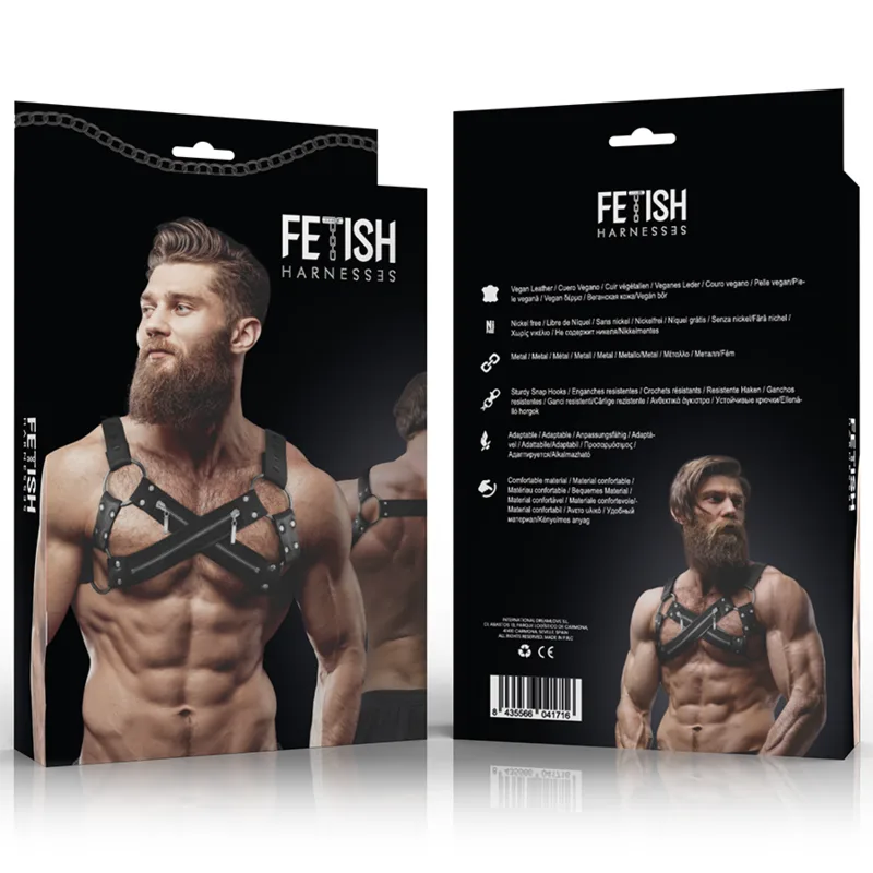FETISH SUBMISSIVE ATTITUDE - IMBRACATURA BULLDOG IN NEOPRENE REGOLABILE CON CERNIERE PER UOMINI
