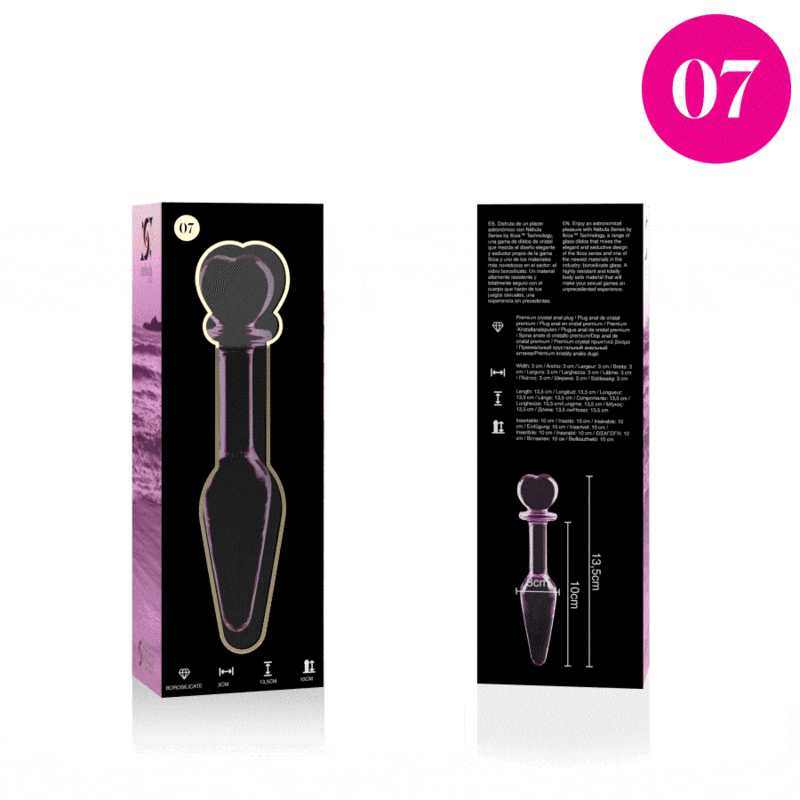 NEBULA SERIES BY IBIZA - MODELO 7 PLUG CRISTAL ROSA 13.5 CM -O- 3 CM