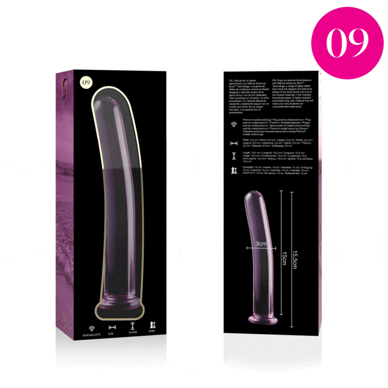 NEBULA SERIES BY IBIZA - MODELO 9 DILDO CRISTAL ROSA 15.5 CM -O- 2.5 CM