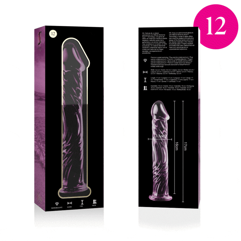 NEBULA SERIES BY IBIZA - MODELO 12 DILDO CRISTAL ROSA 17 CM -O- 3.5 CM