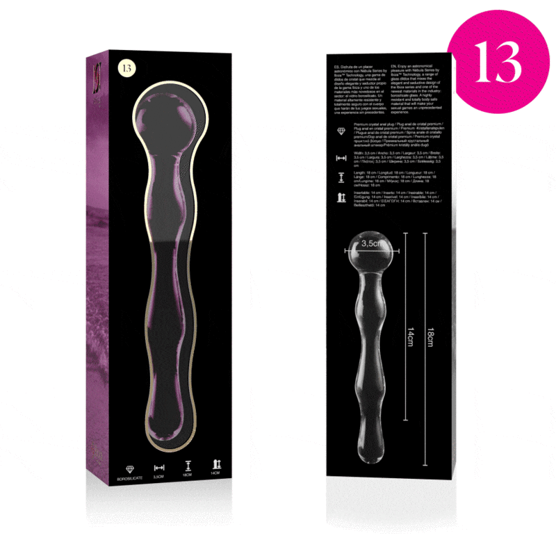 NEBULA SERIES BY IBIZA - MODELLO 13 DILDO IN VETRO BOROSILICATO ROSA 18 CM -O- 3.5 CM