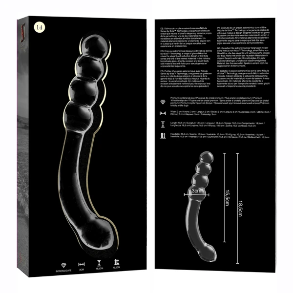 NEBULA SERIES BY IBIZA - MODELO 14 DILDO CRISTAL TRANSPARENTE 18.5 CM -O- 3 CM